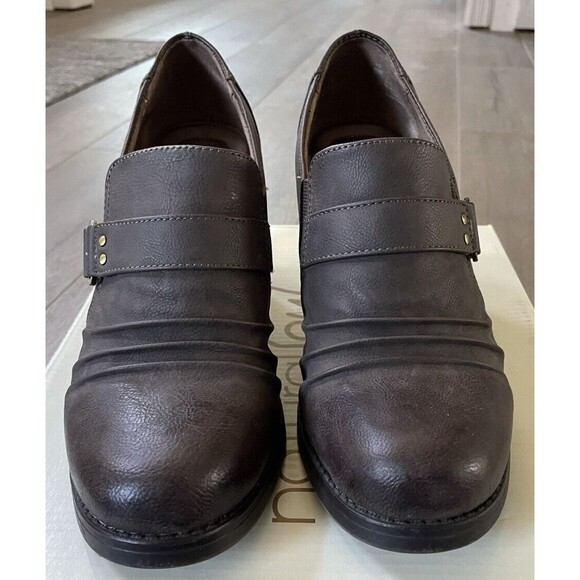 Natural Soul Loafer Pumps Womens 10M Black Slip On Block Heel Casual Leather - Picture 4 of 4